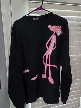 Pink Panther Vtg 1996 Santee Double Sided Sweater Sweatshirt Sz L Rare